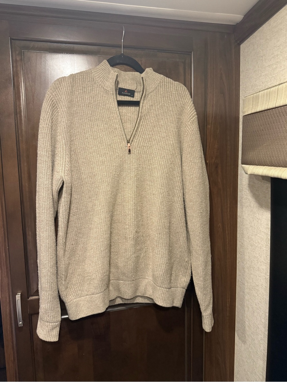 Alashan Men's Half-Zip Ribbed Sweater - Beige